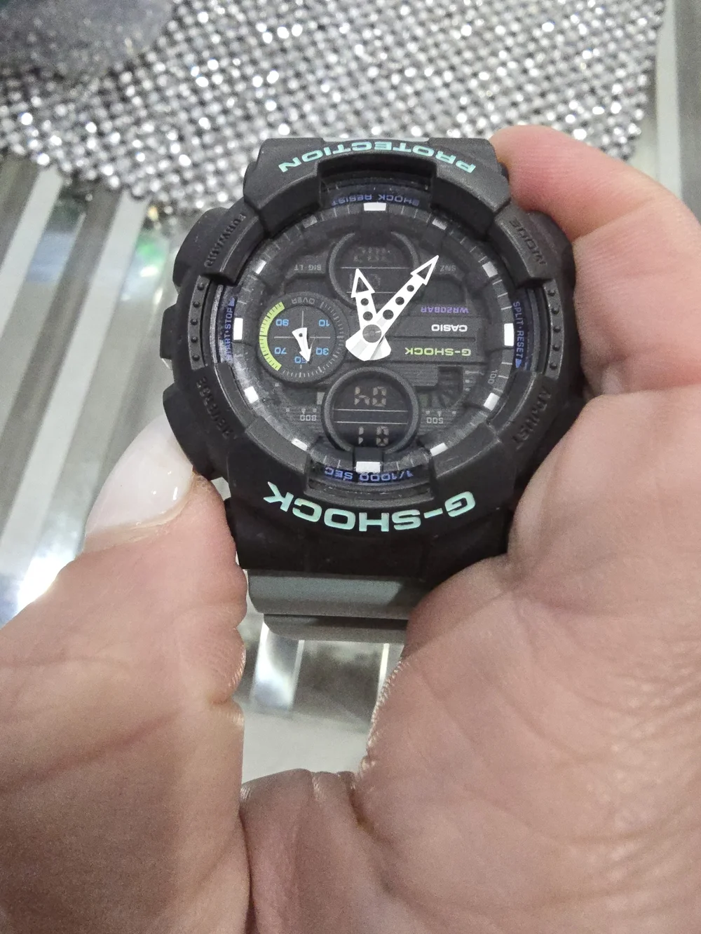 G-Shock Black and Mint Shock-Resistant Sports Watch